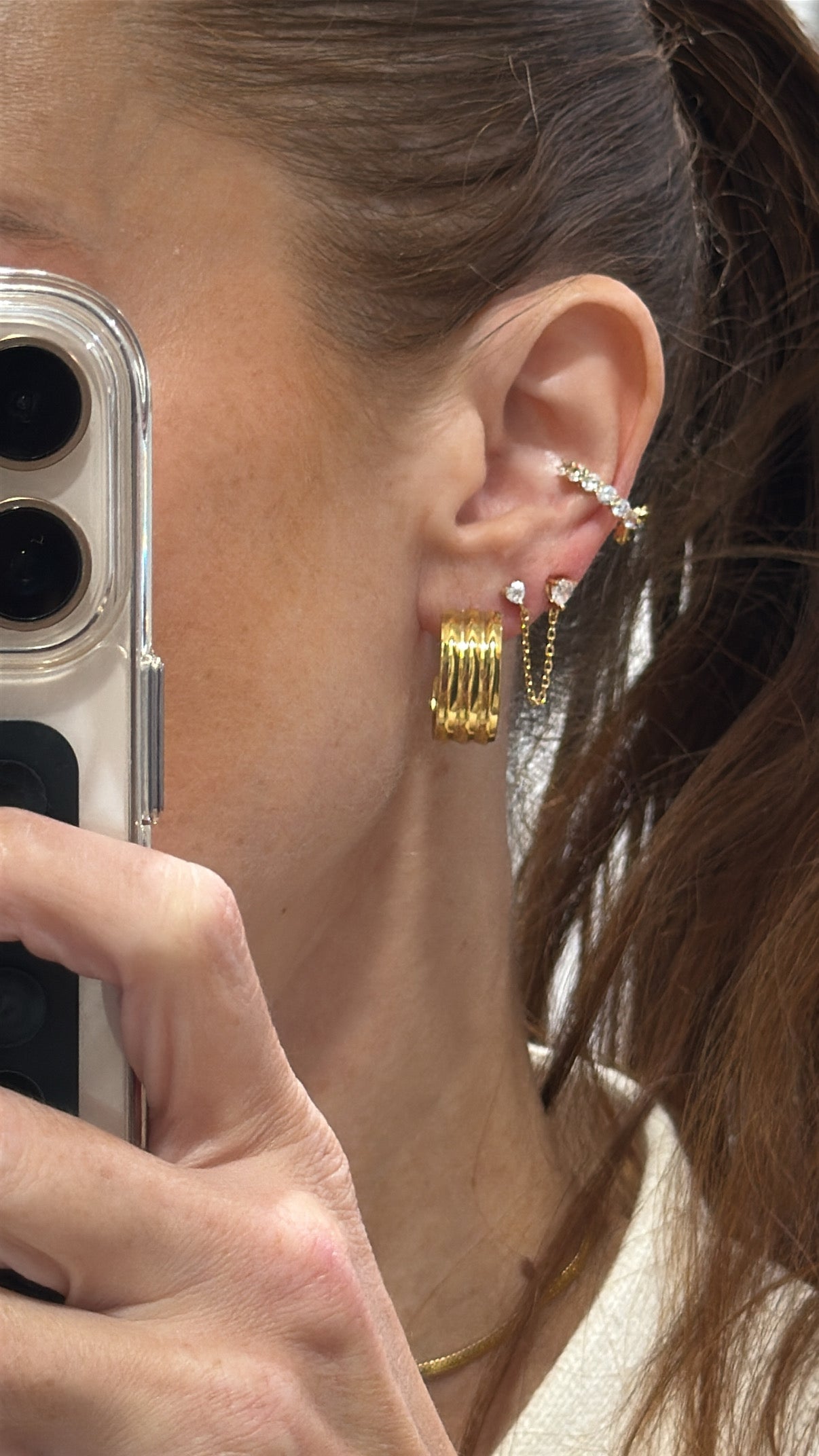 hearts connected earring
