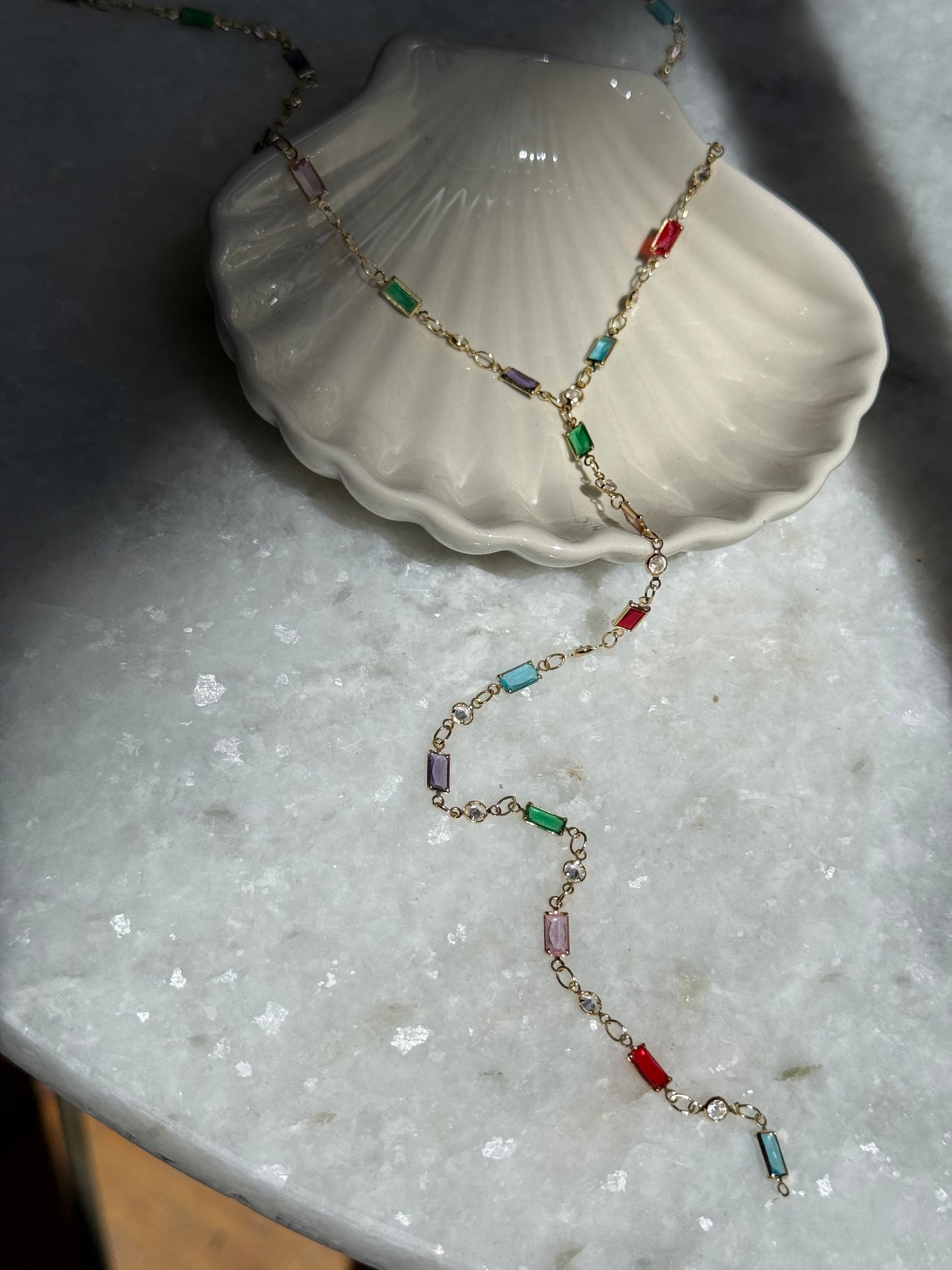 colored going down necklace