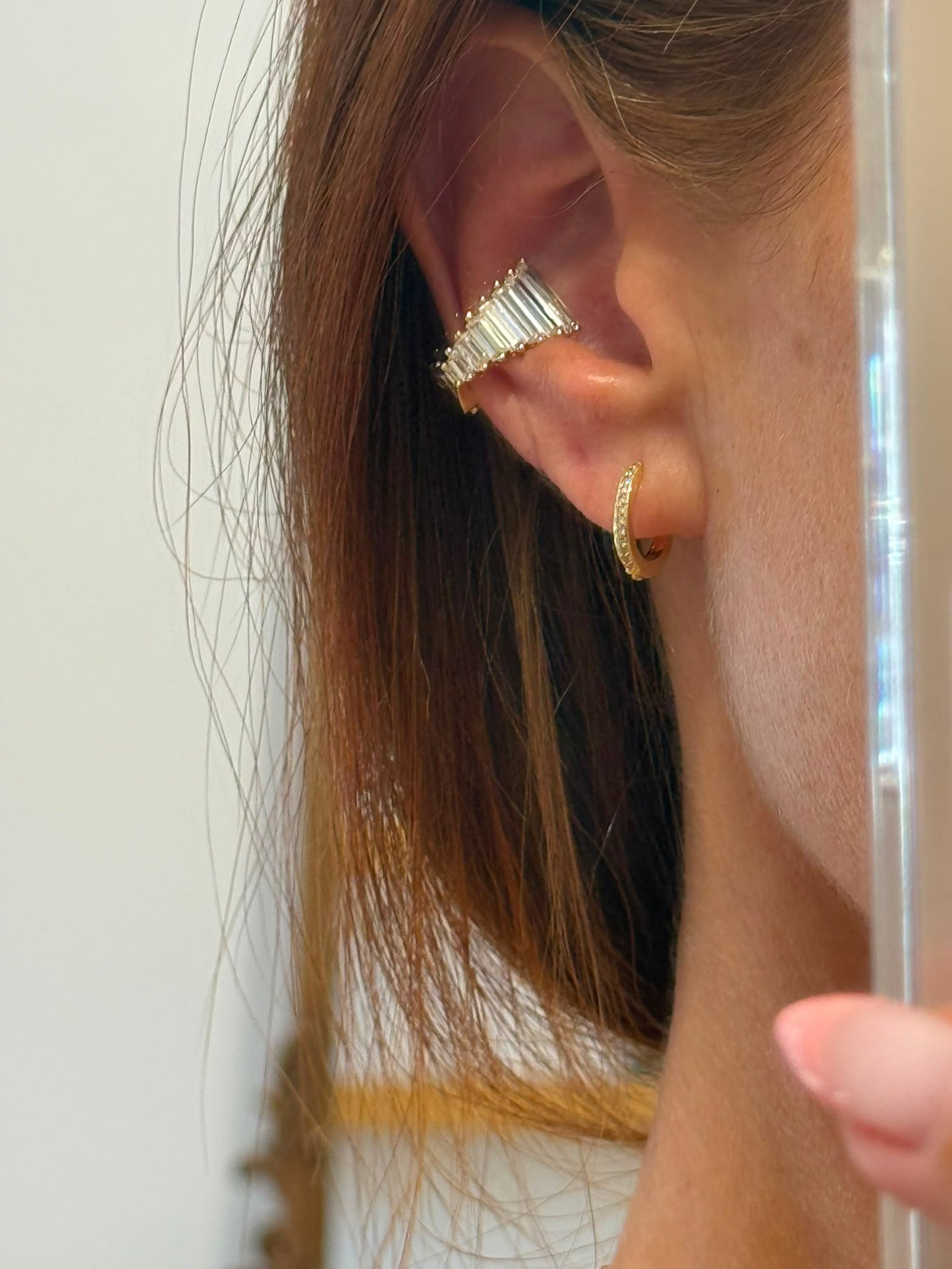 Baguette cut stone ear cuff