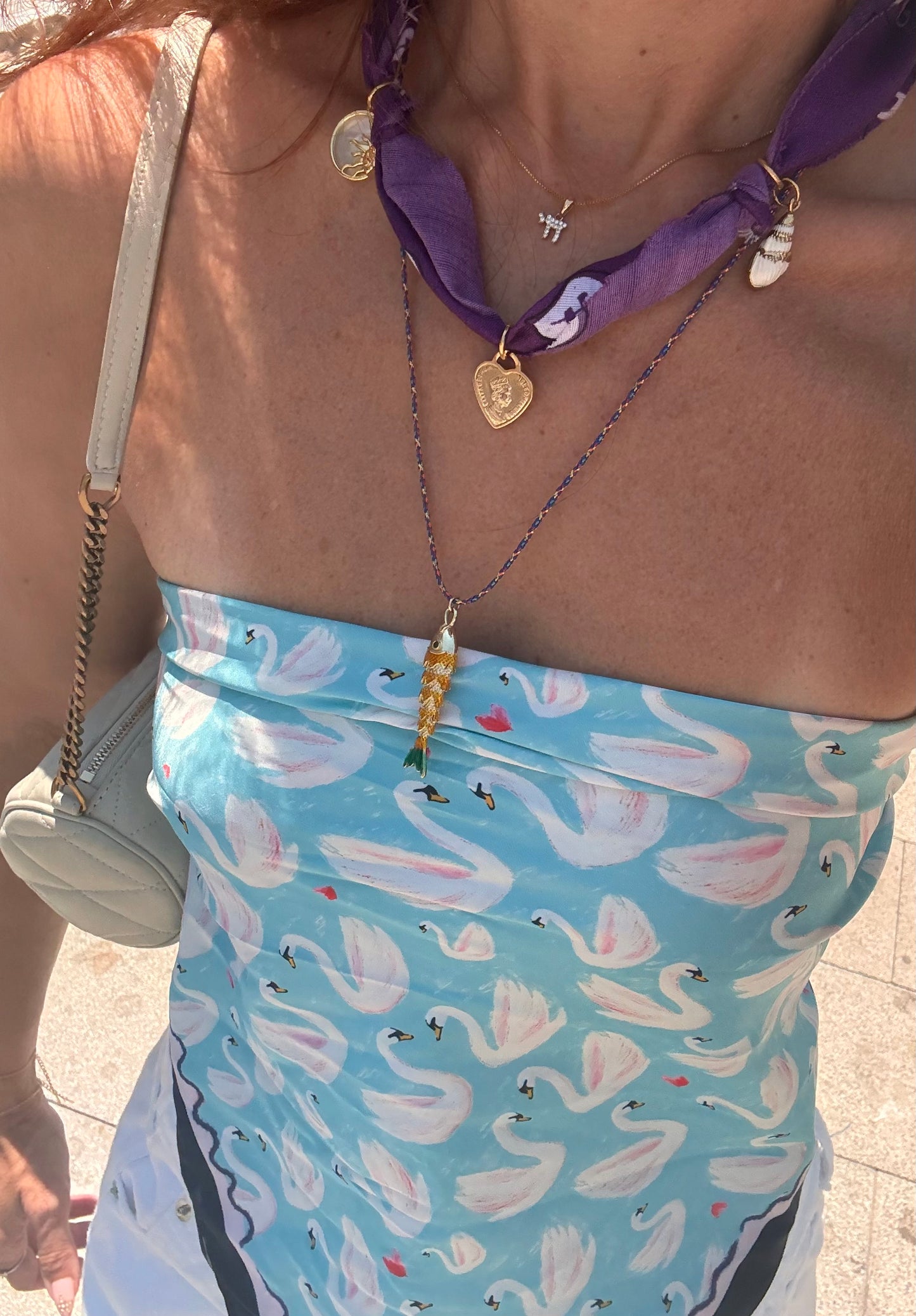 Enamel fish rope  necklace