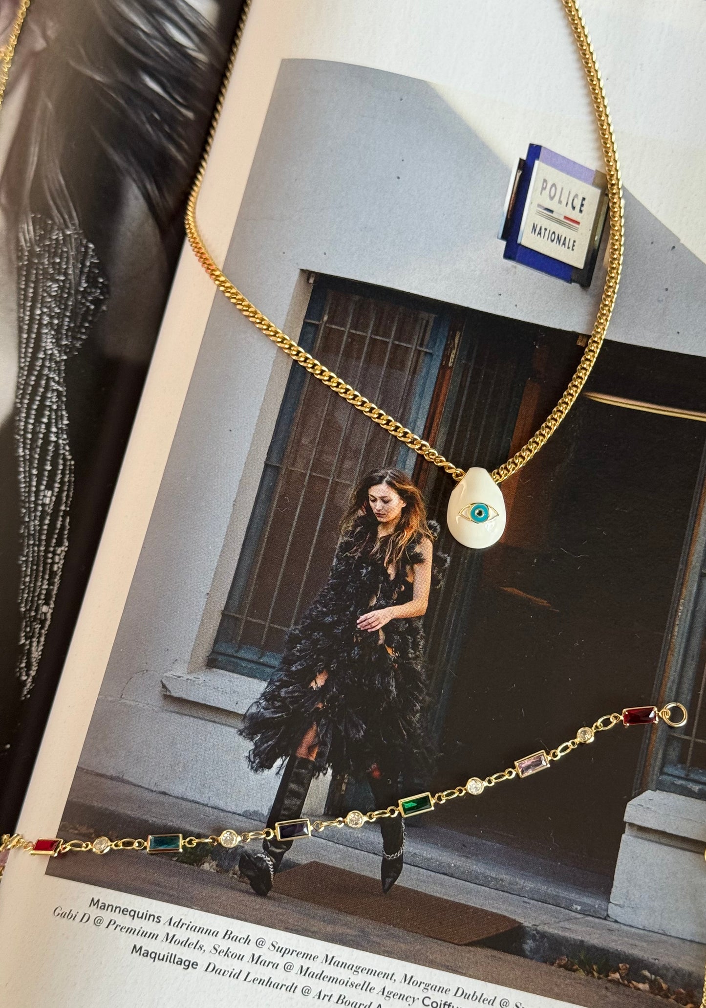 evil eye enamel chain necklace