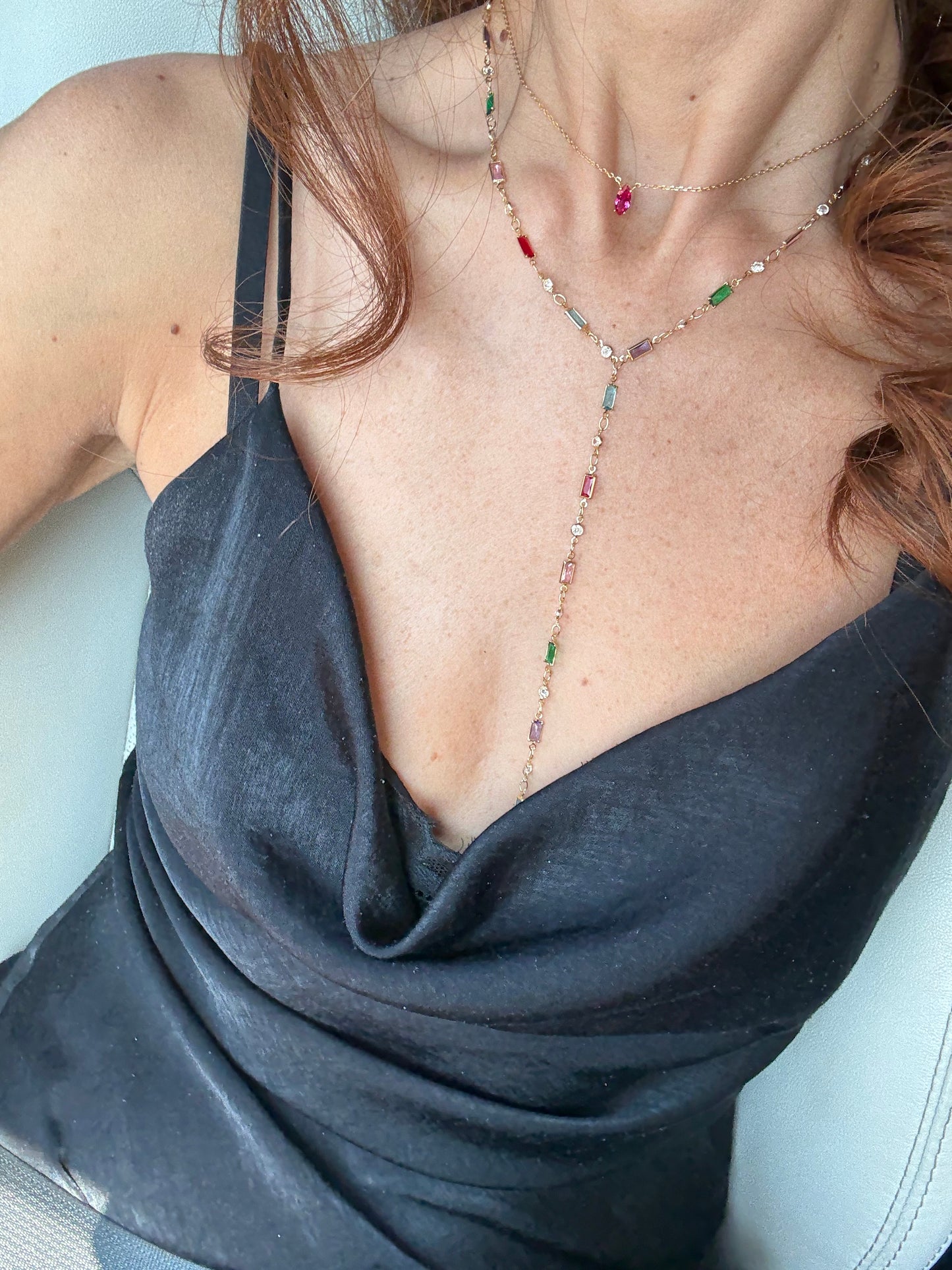 colored going down necklace