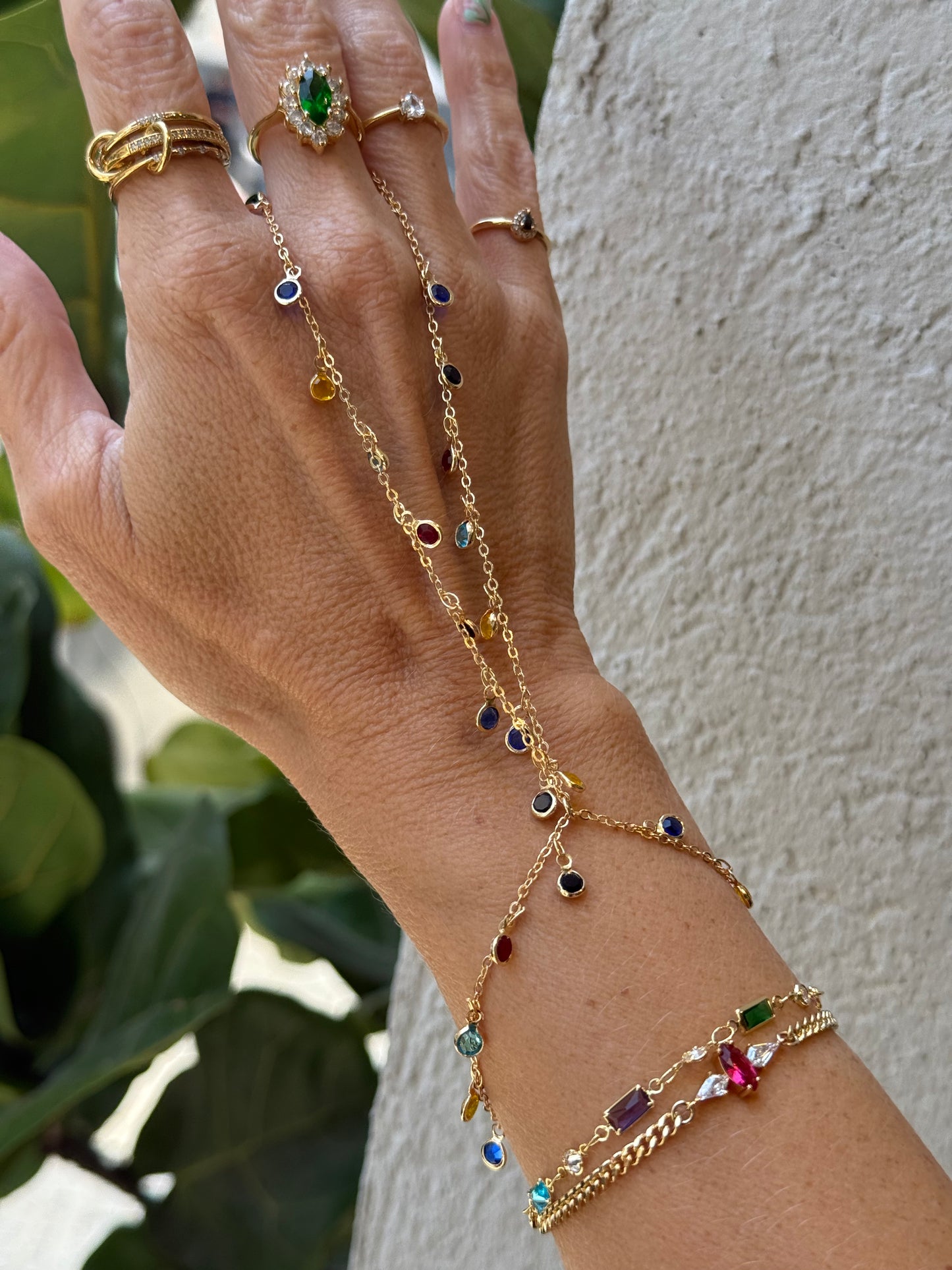 colored cubic zirconia gold plated bracelet