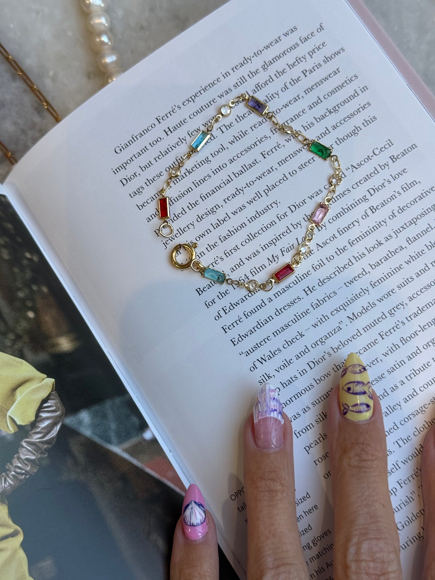 colored cubic zirconia gold plated bracelet